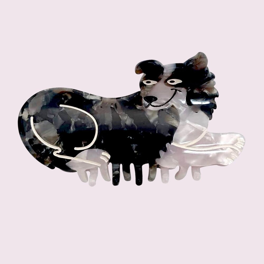 Charming Border Collie Dog Hair Clip - 3-4 Inch